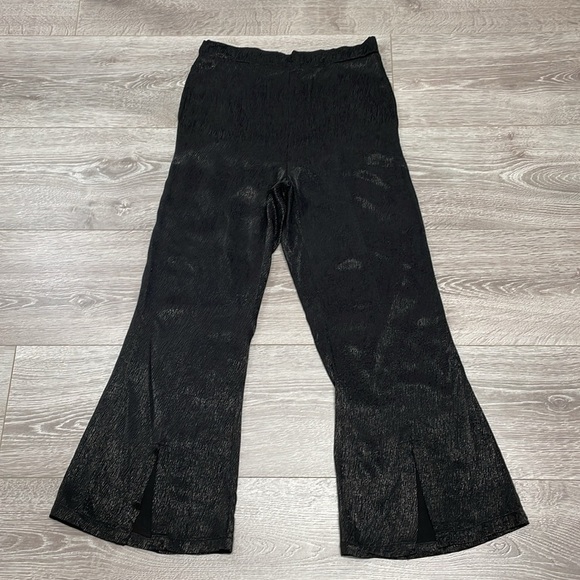 NWT Stateside Black Satin Jacquard Front Slit Trousers with Pockets S - Picture 9 of 16